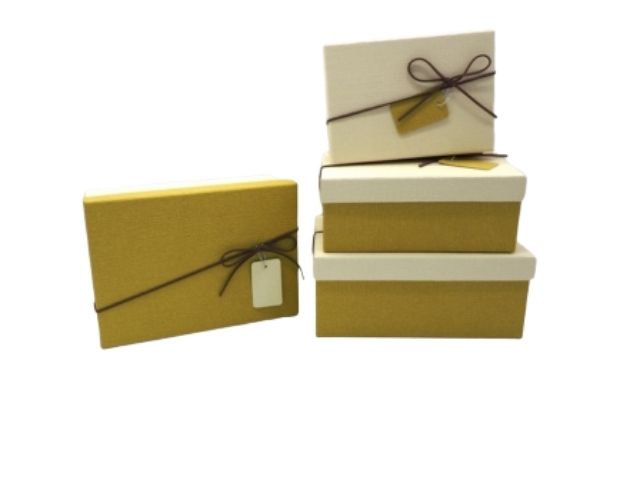 Scatola carta rett.crema 3 pezzi