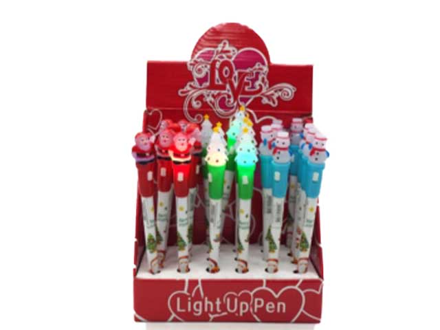 Penna con decoro natalizio babbo natale con luce babbo natale, albero di natale o pupazzo di neve