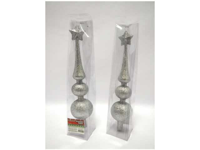 Puntale con /stella 30x7cm argento