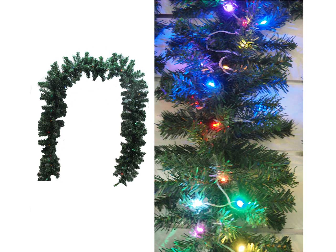 Ghirlanda natalizia verde 60 led multicolor per uso interno 2,70 m x 26 cm - Creare Italia