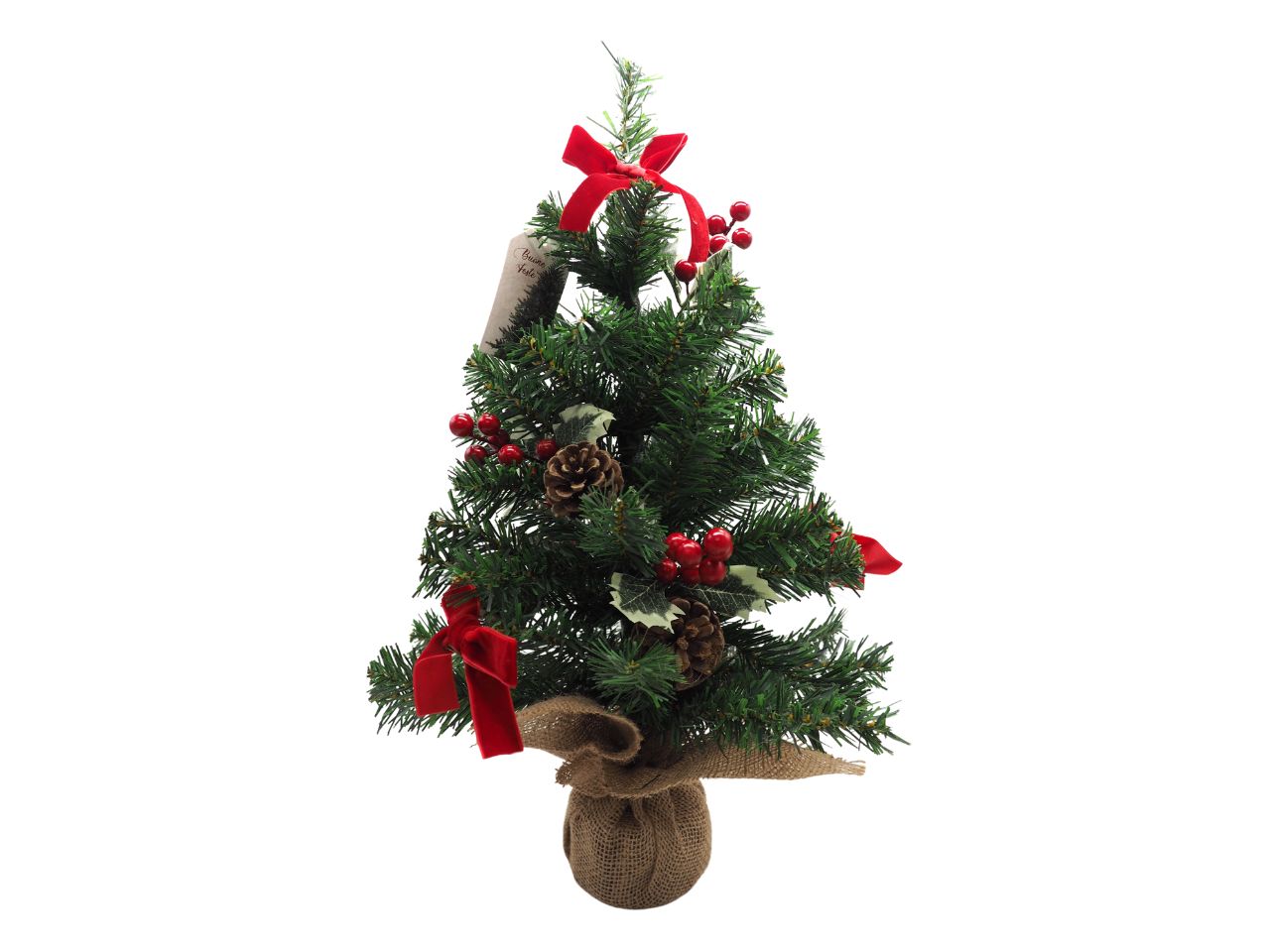 Albero di natale h. 55xdiam.35cm con pigne e bacche