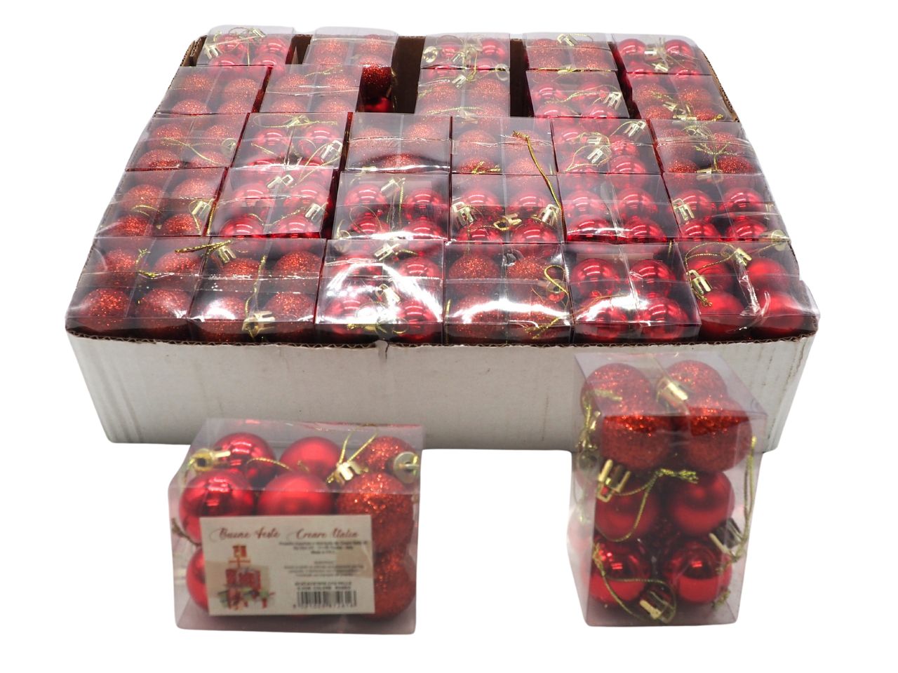 Palla di natale rossa 3cm, set da 12pz - Creare Italia