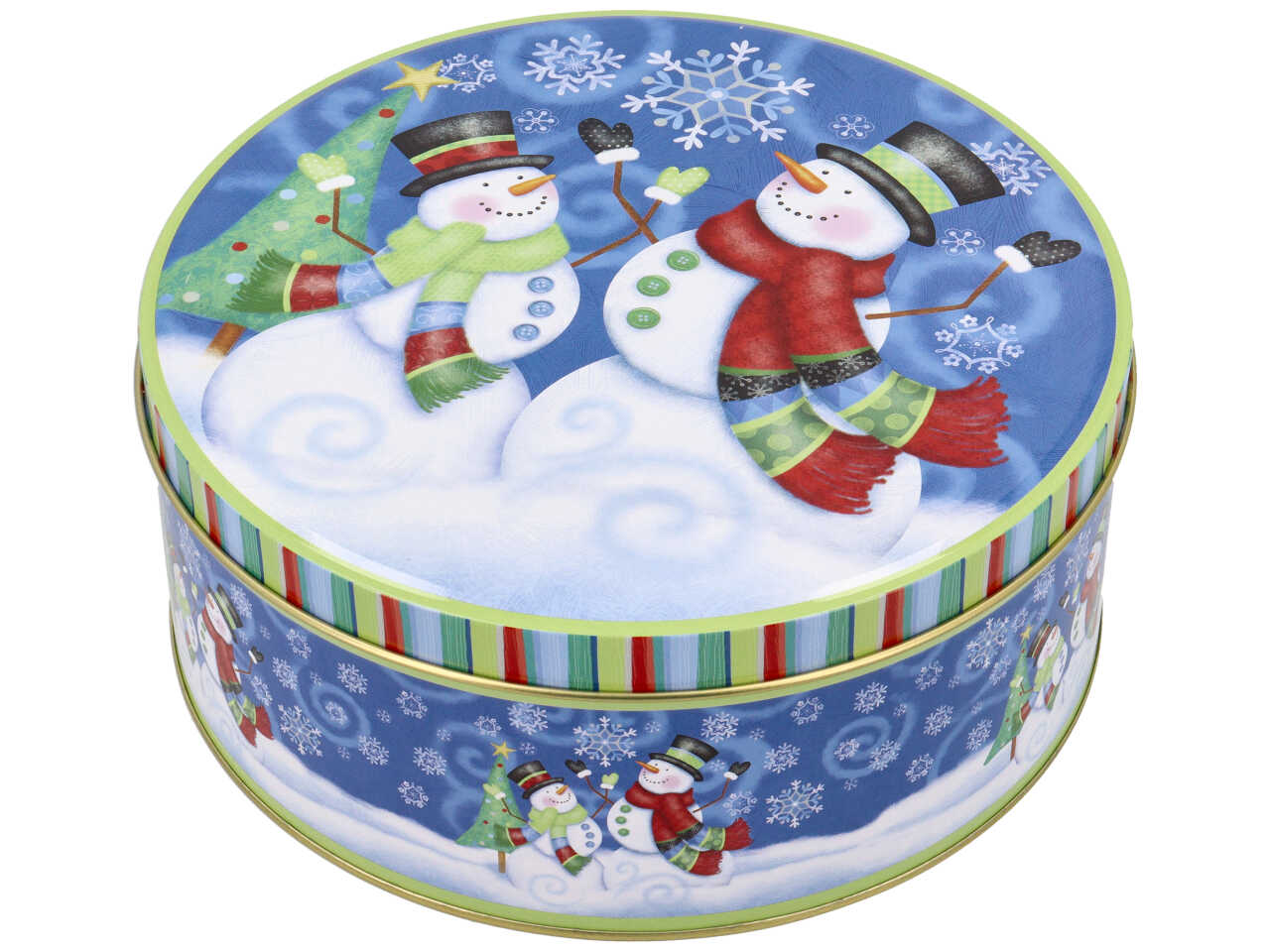 Scatole in latta misura h.9,5xd.20cm con decori natalizi - la confezione comprende 3 scatole