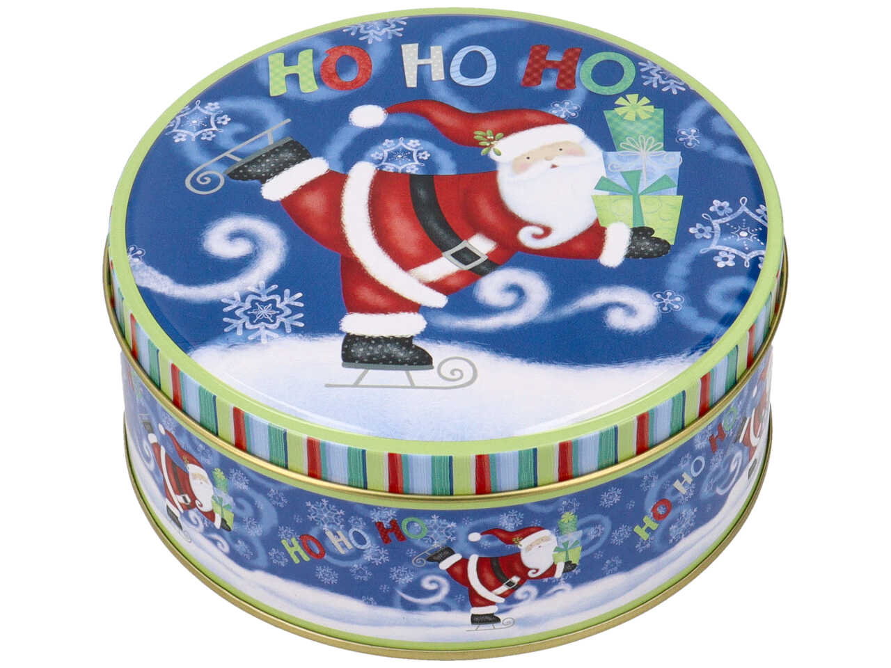 Scatole in latta misura h.9,5xd.20cm con decori natalizi - la confezione comprende 3 scatole