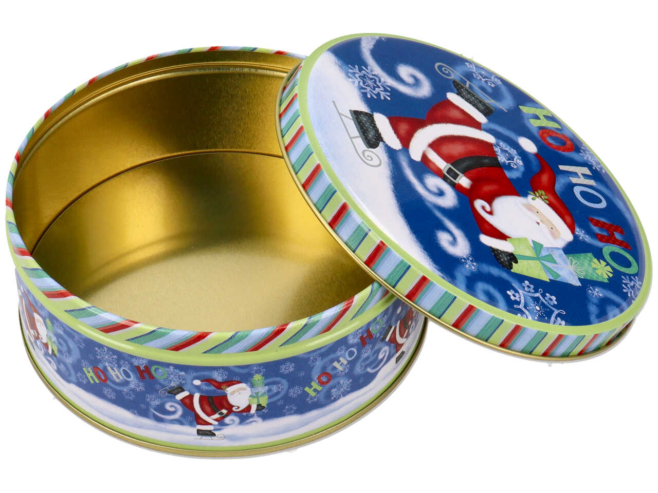 Scatole in latta misura h.9,5xd.20cm con decori natalizi - la confezione comprende 3 scatole