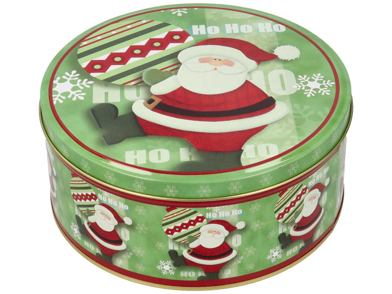 Scatole in latta misura h.9,5xd.20cm con decori natalizi - la confezione comprende 3 scatole