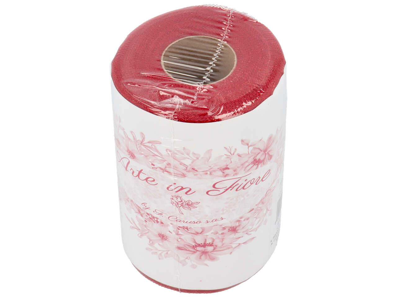 Rotolo tulle glitt.15,5x50mt rosso glitter125rs