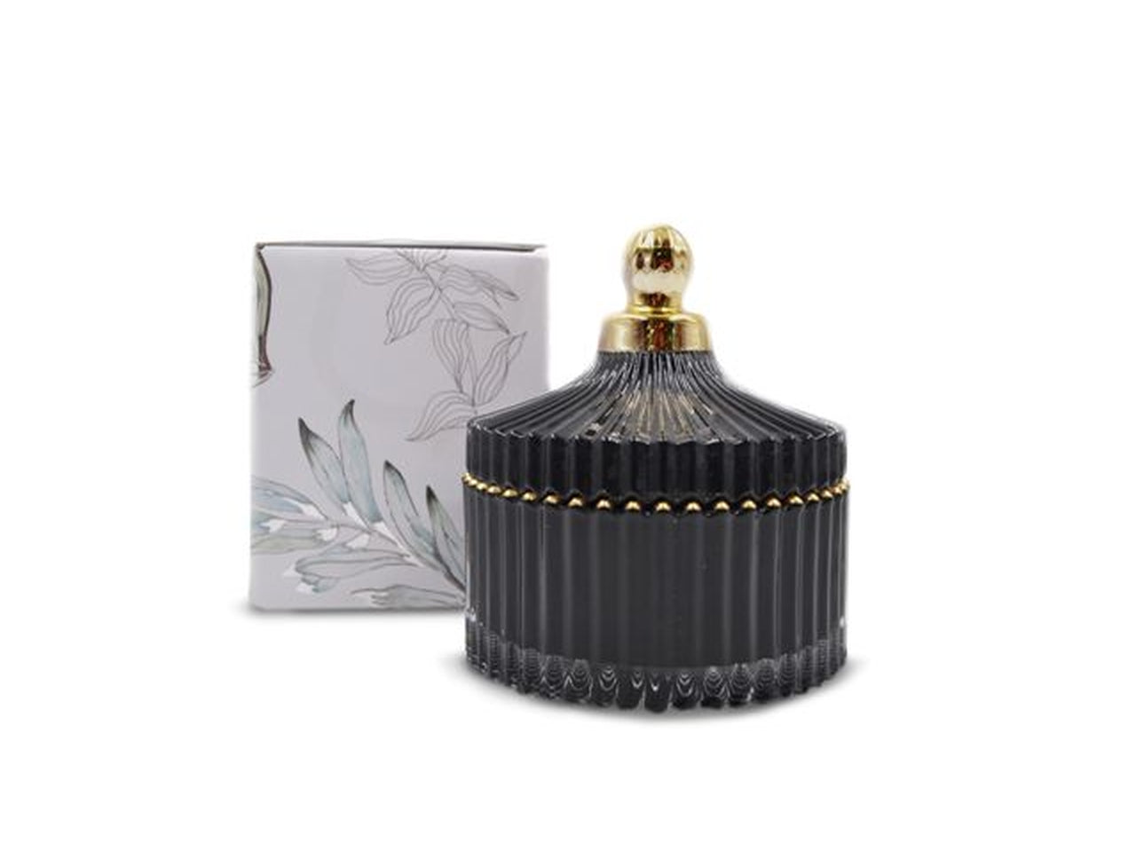 Candela in vetro colore nero misura 12x14cm