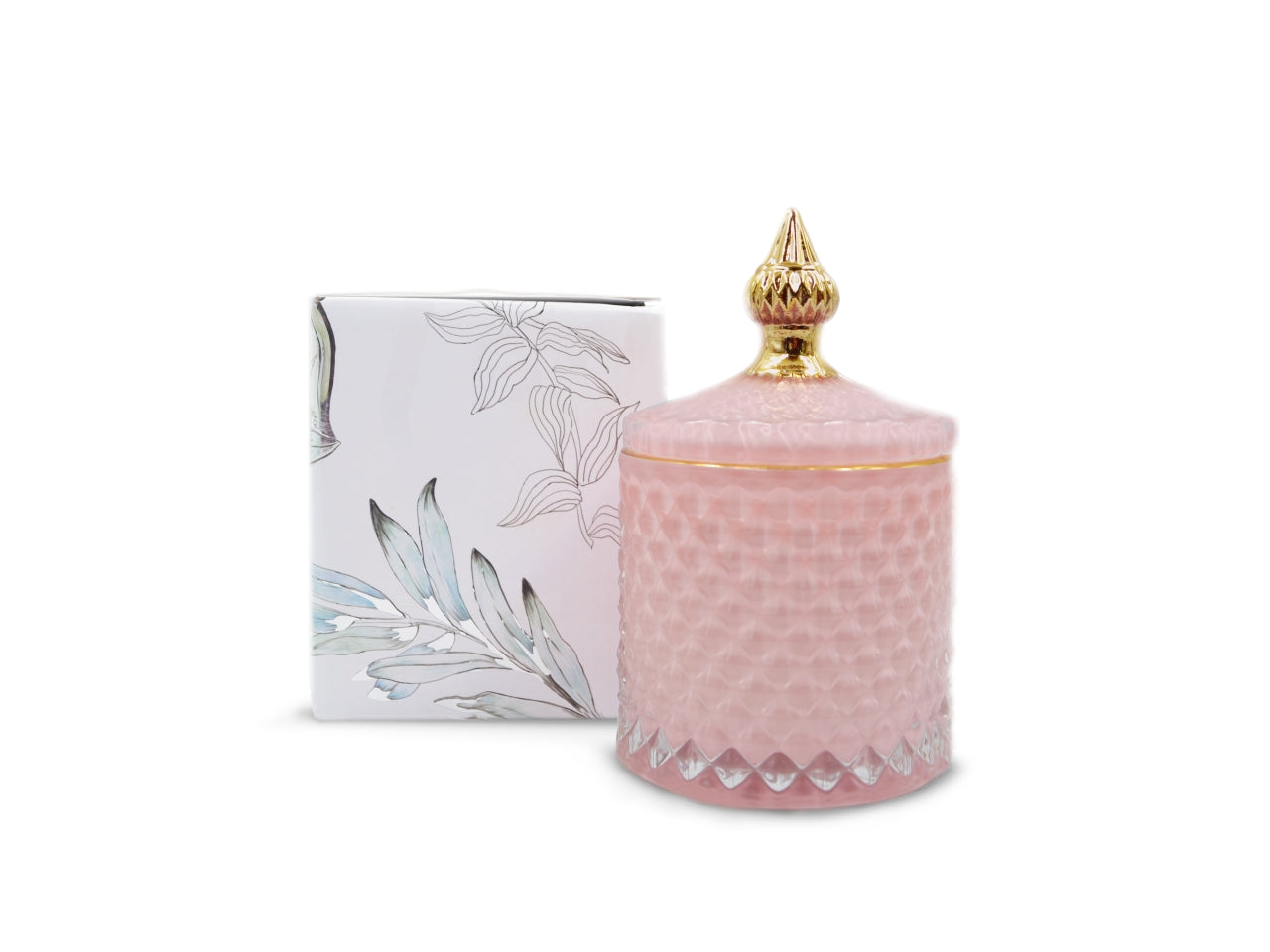 Candela vetro colore rosa misura 9x14cm