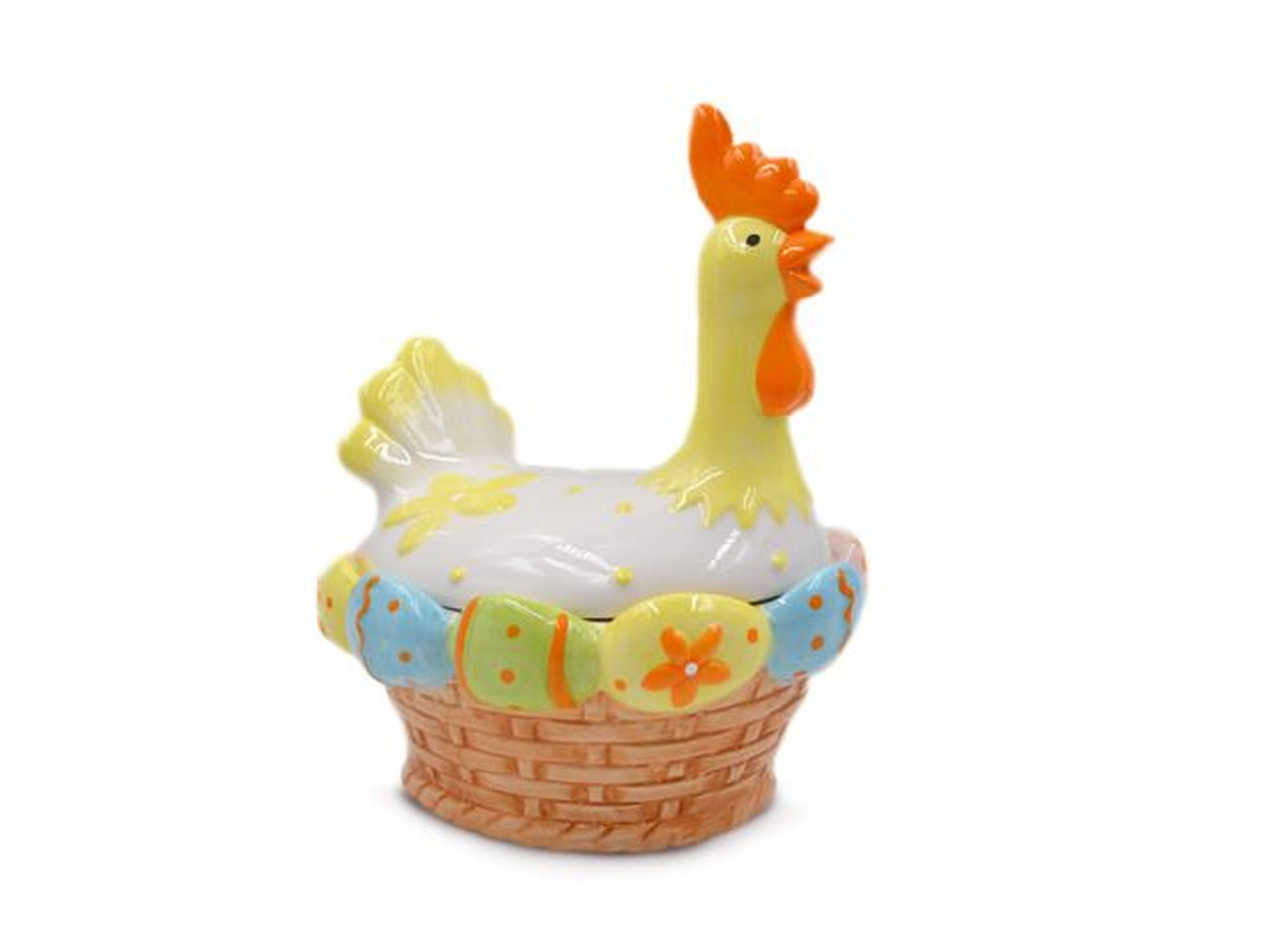 Scatola con gallina in ceramica misura 14x19x12cm
