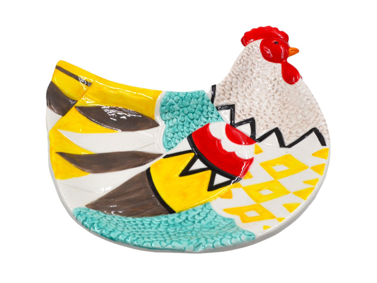Piatto gallina medio ceramica 24x27cm