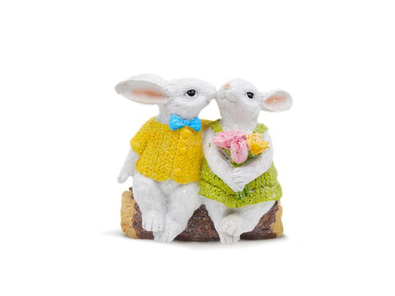 Coppia con coniglio in resina misura 15x18x12cm