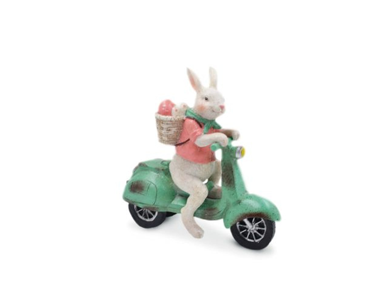 Coniglio su vespa in resina misura 18x19x12cm