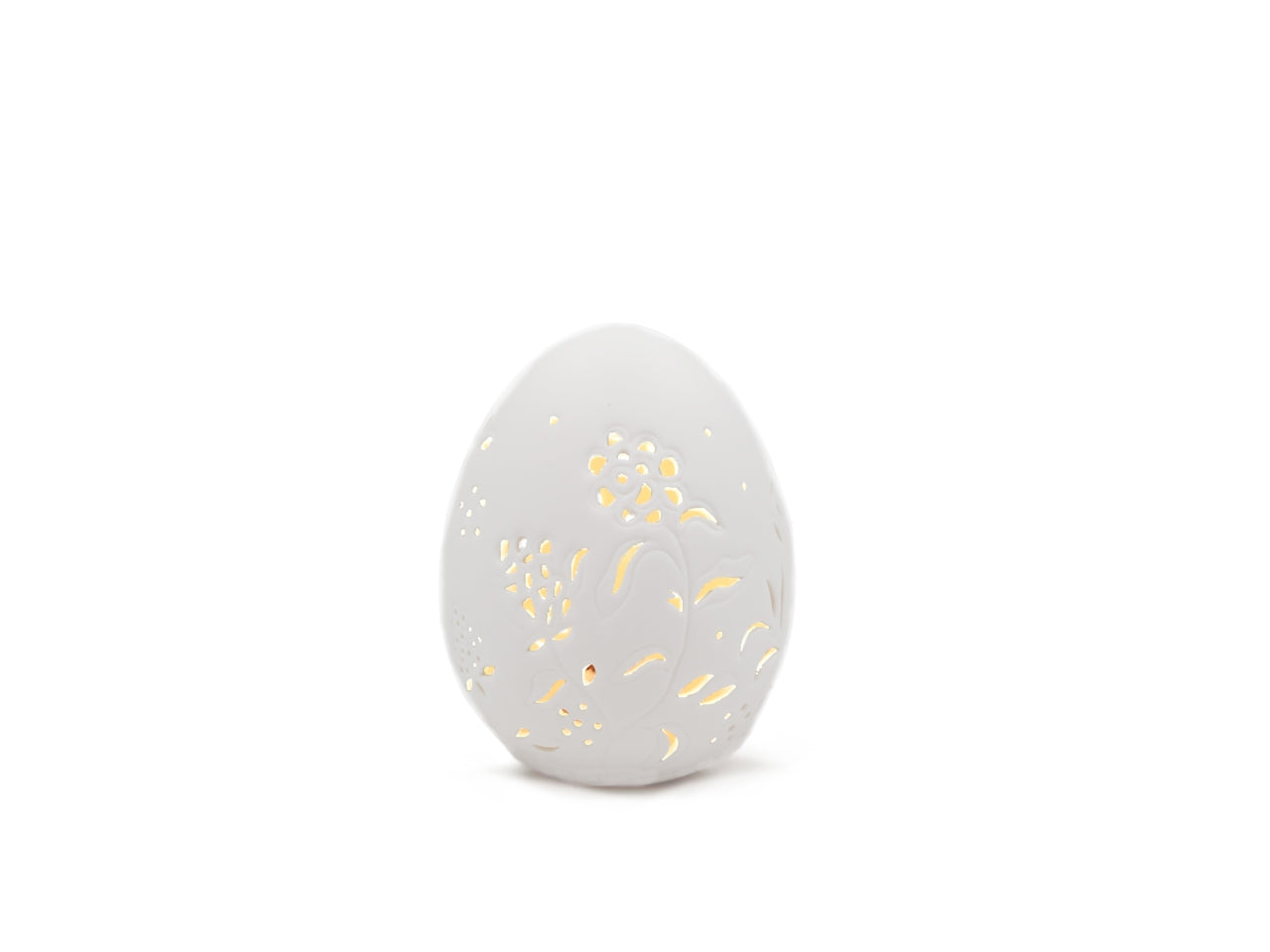 Bomboniera a forma di uovo in resina bianco con LED - 10x12cm- Sud Import