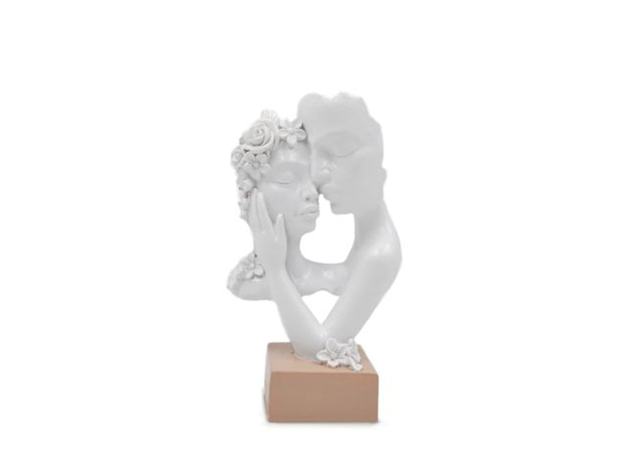 Statua Coppia uomo donna in resina bianco e tortora - 10x17cm - Sud Import