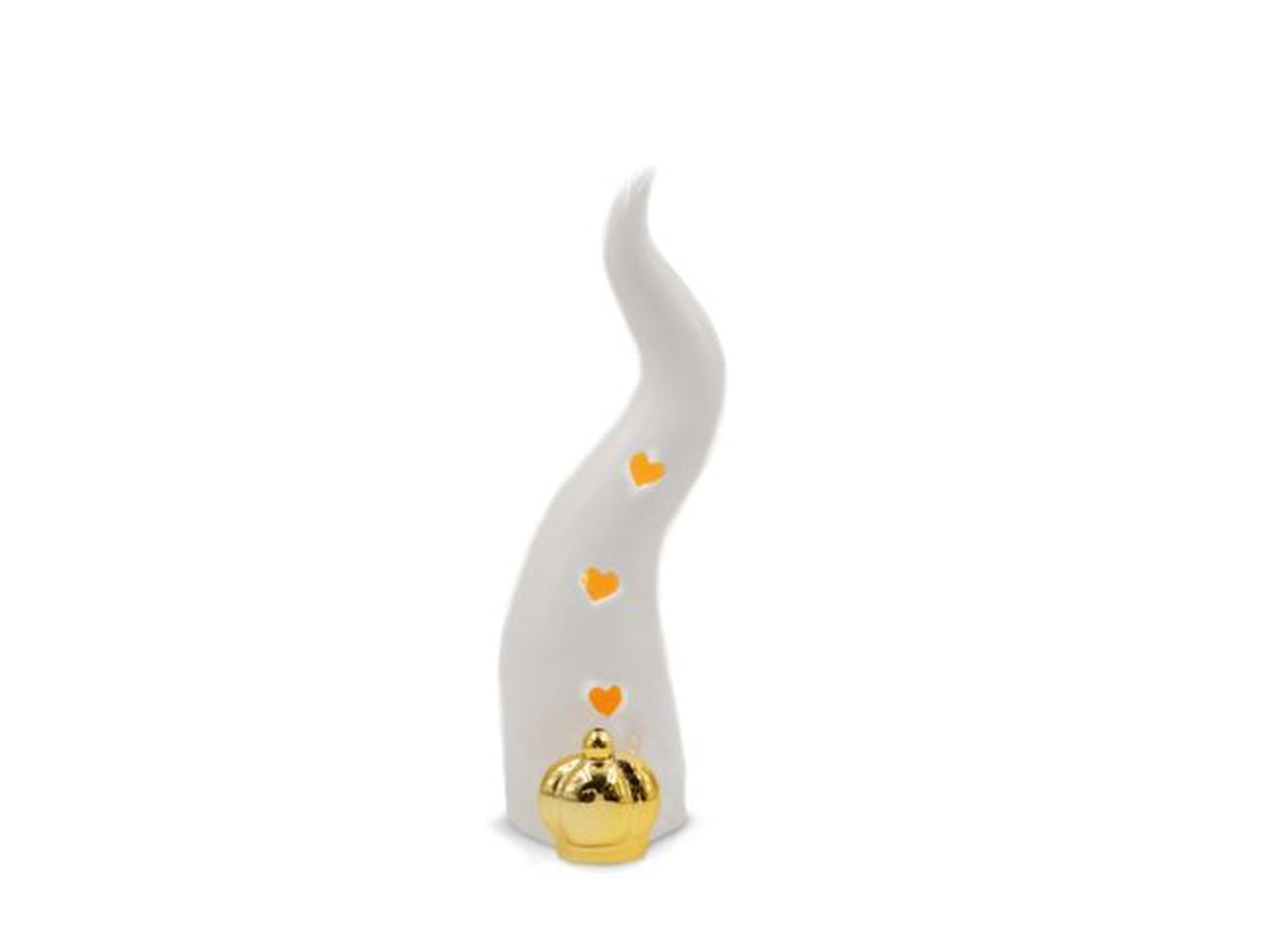 Diffusore bomboniera a forma di corno bianco con led in resina ruvida, 19 cm - Sud Import