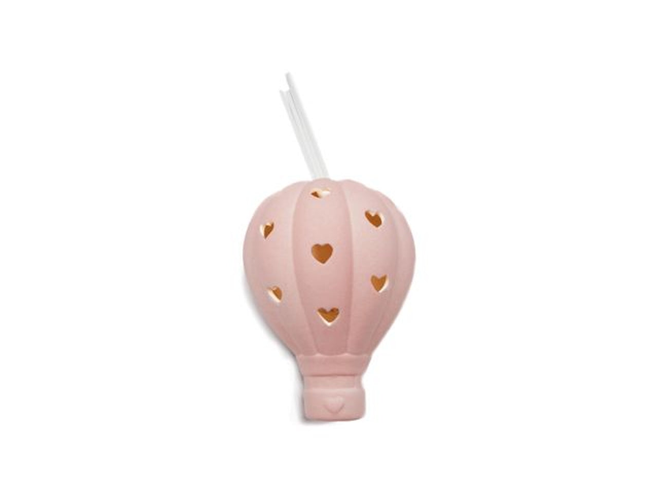 Diffusore bomboniera nascita bimba rosa in resina a forma di mongolfiera con LED, con gancio - 6x12cm - Sud import