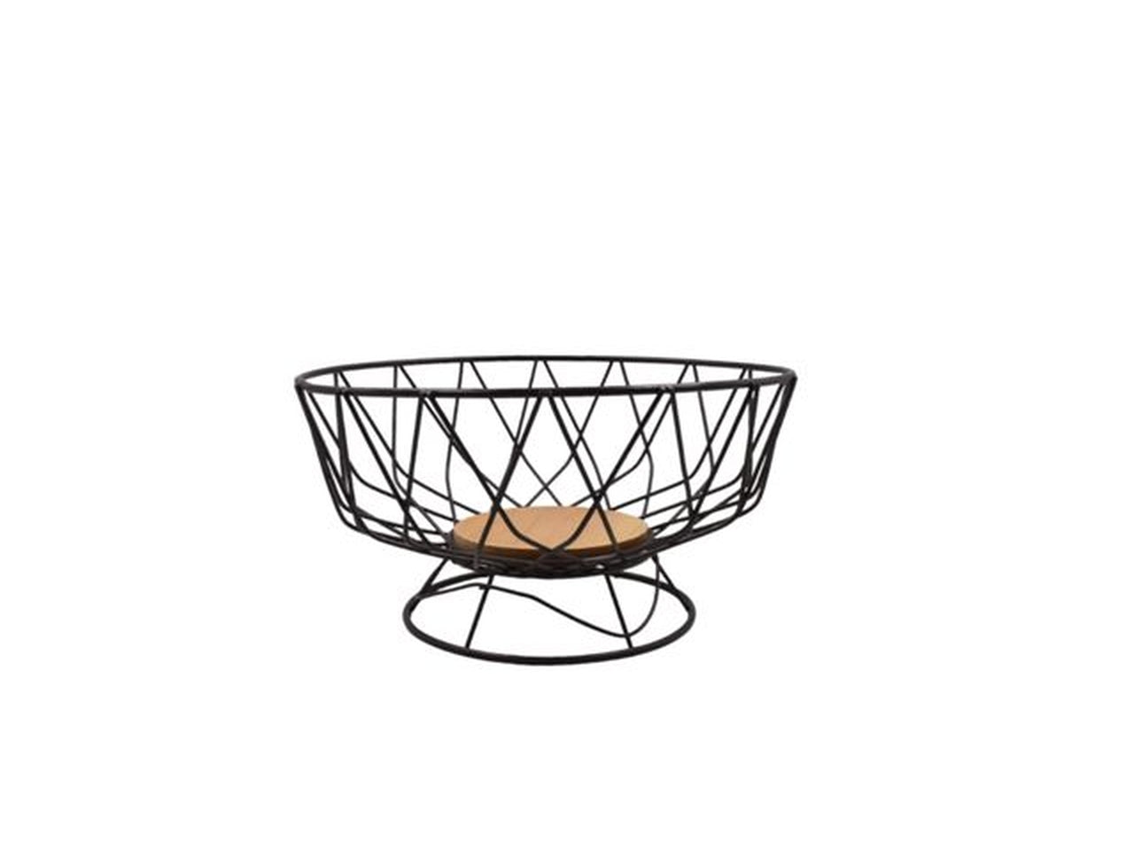 Cestino portaoggetti con rialzo in metallo e legno stile industrial 23x12 cm - Sud Import