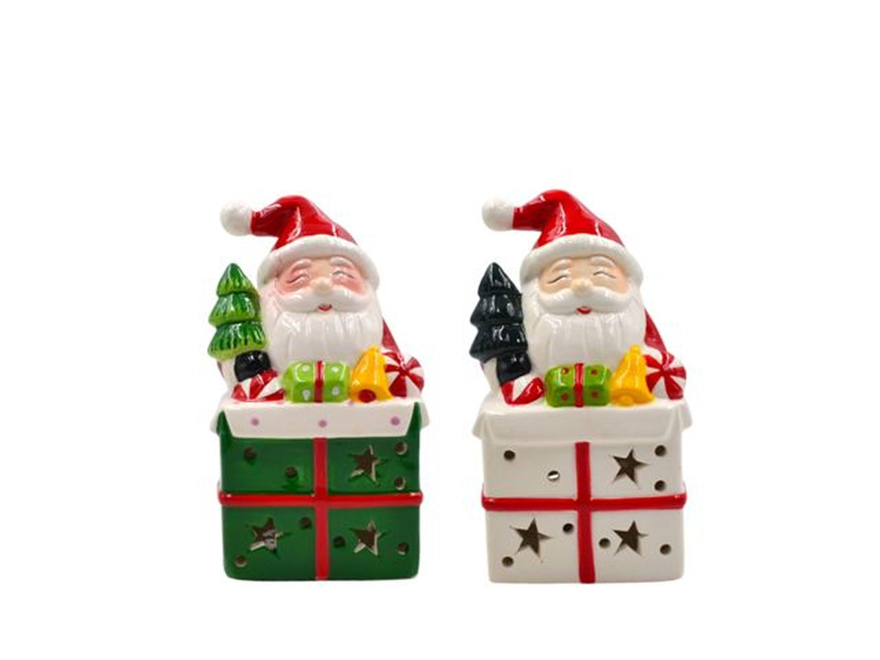 Babbo natale in ceramica con luce