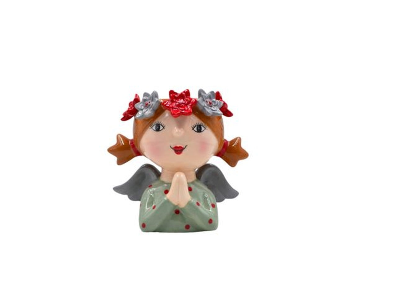 Portavaso bimba con fiori in ceramica 15cm