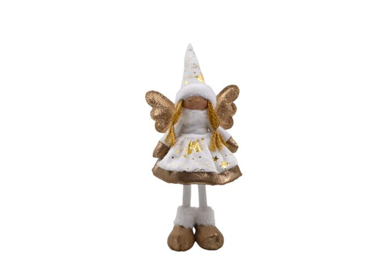 Bambola natalizia con ali in stoffa bianco e dorato 42 cm - Sud Import