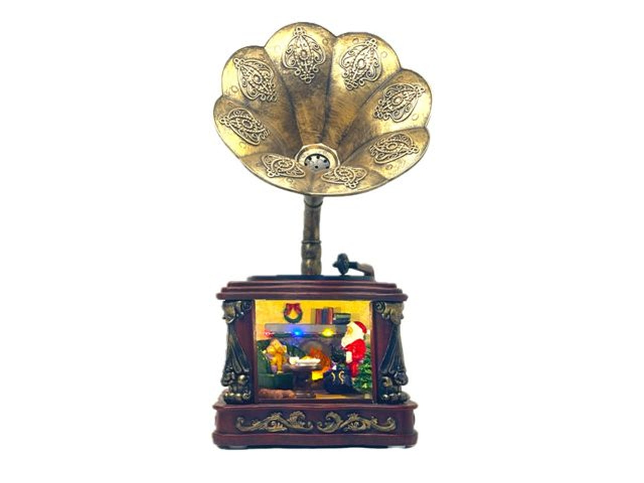 Grammofono con soggetti natalizi musica e luce cm22x39