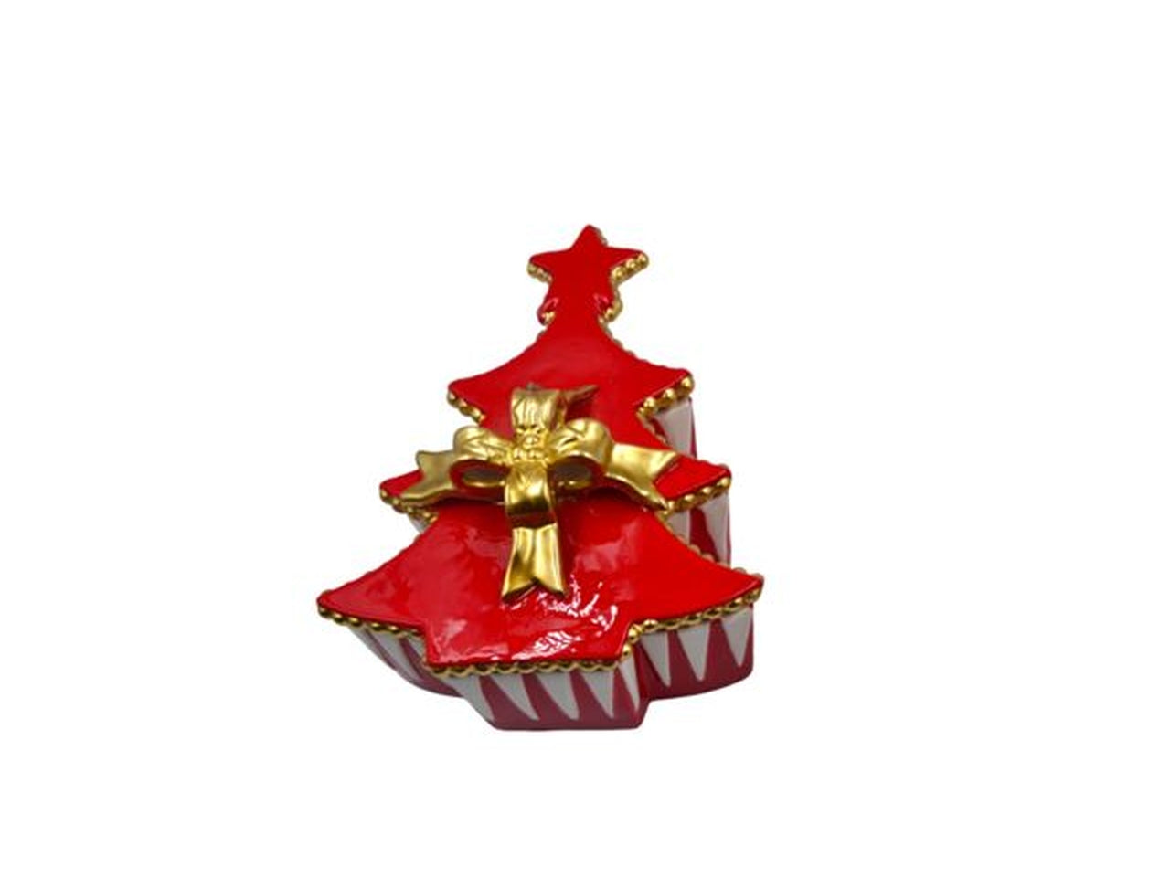 Scatola natalizia in ceramica a forma di albero 11x22cm