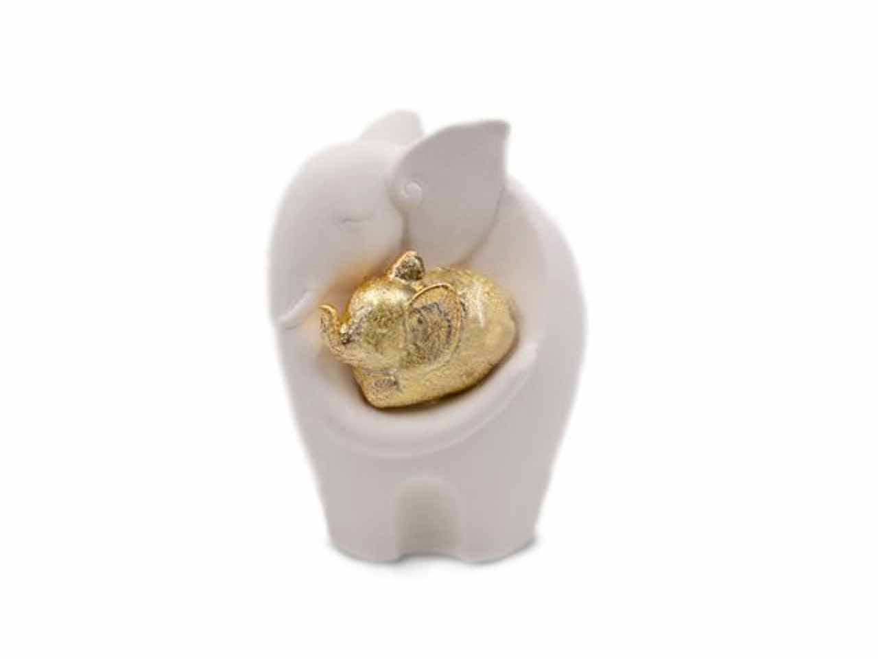 Profumatore a forma di elefante bianco in ceramica 18cm con cucciolo oro