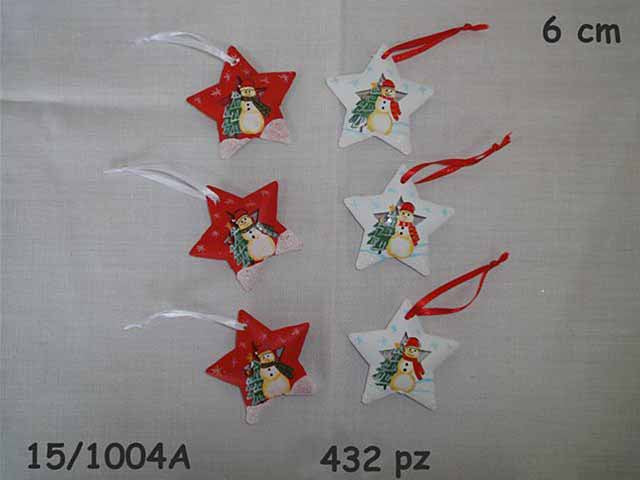 Pendente natalizio applicazione stella - 6 pezzi