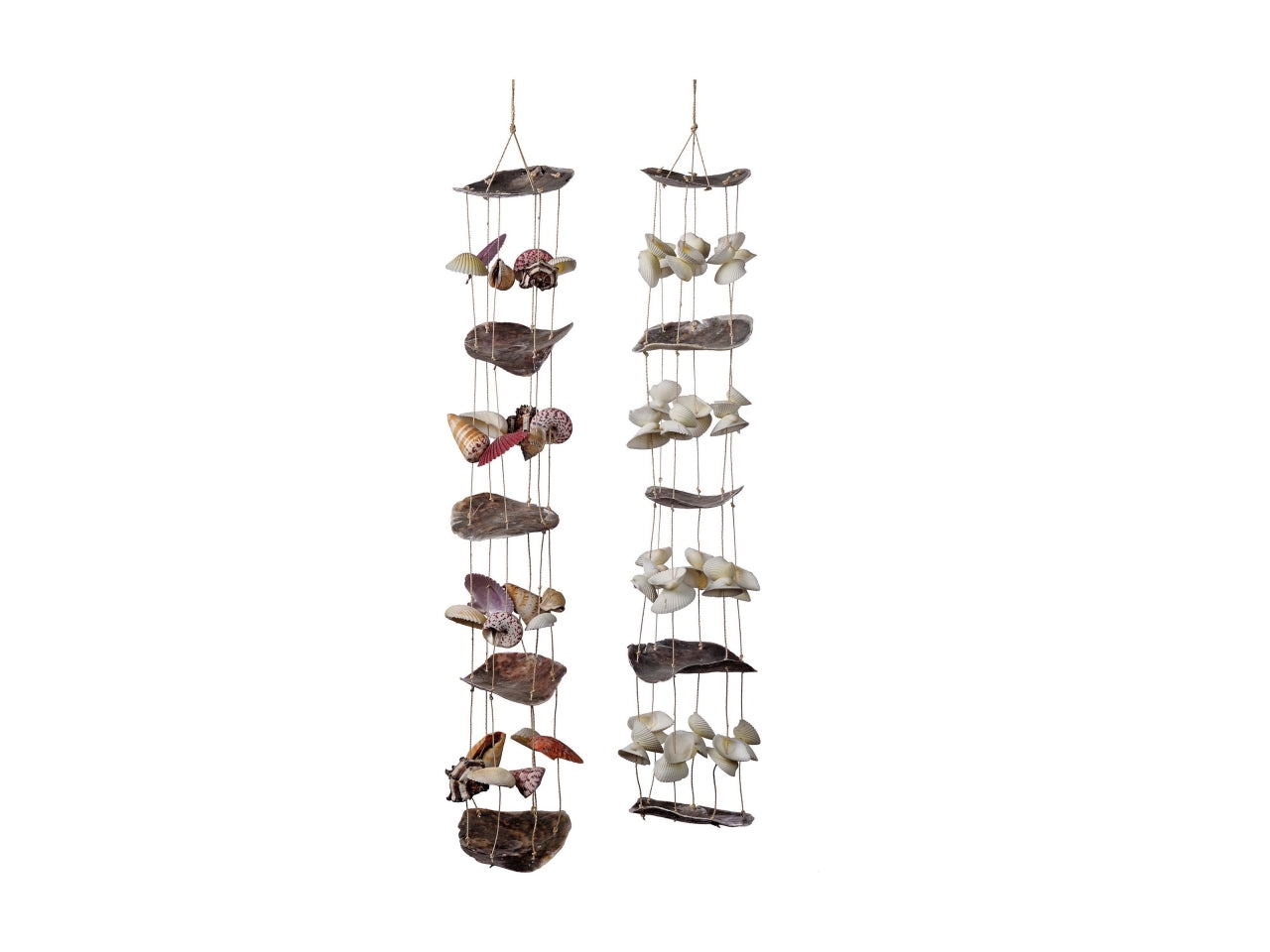 Campana a vento scacciapensieri marina con conchiglie, decorazione stile marinaro con corda - d.13xh.70cm - Star