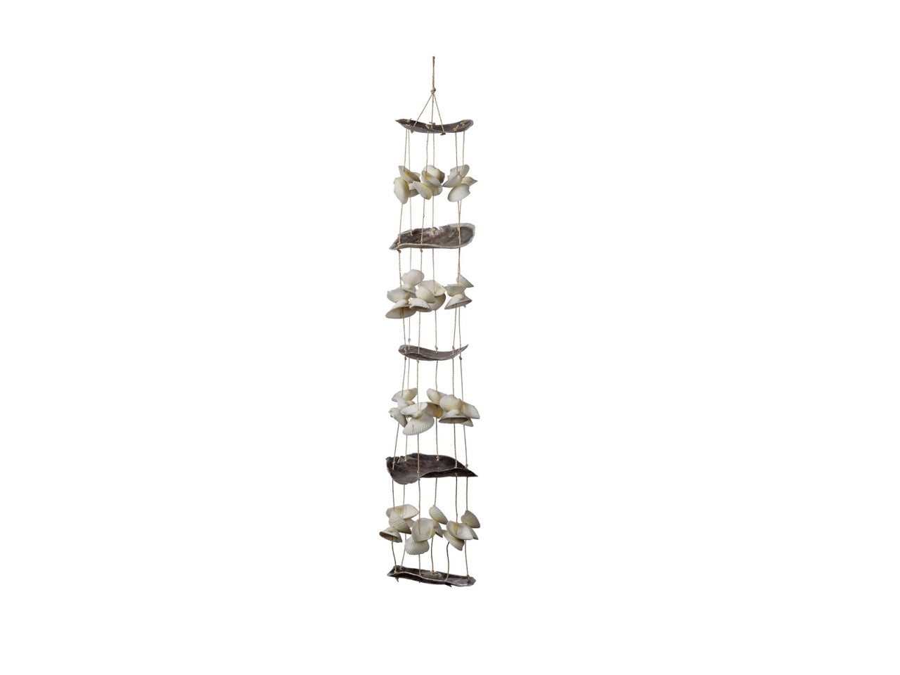 Campana a vento scacciapensieri marina con conchiglie, decorazione stile marinaro con corda - d.13xh.70cm - Star