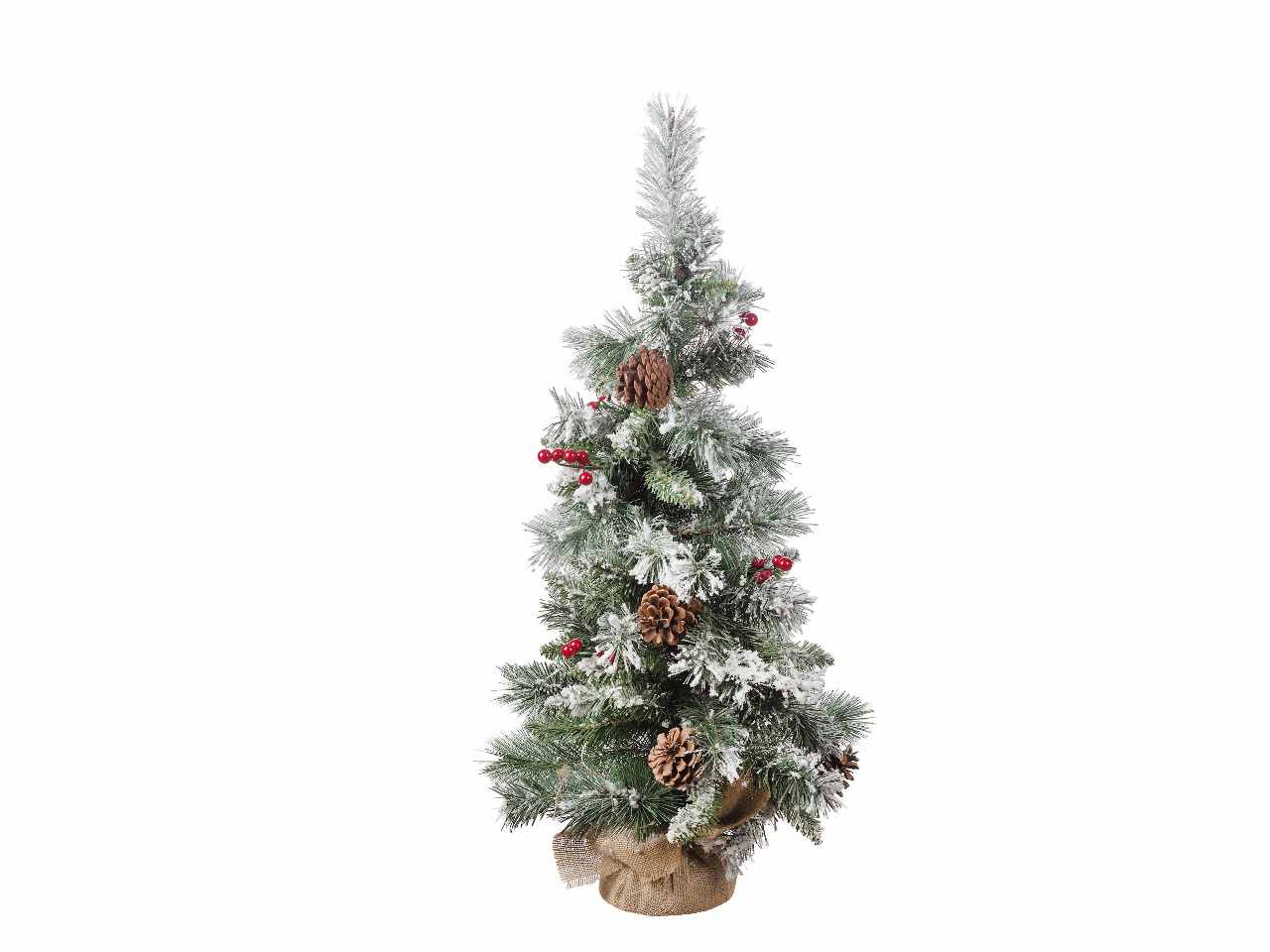 Albero di natale innevato con pigne e bacche d.40xh.90cm