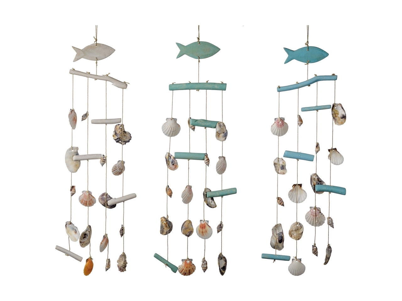 Scacciapensieri con conchiglie, decorazione marinaro in legno e plastica - 16x45cm - Star