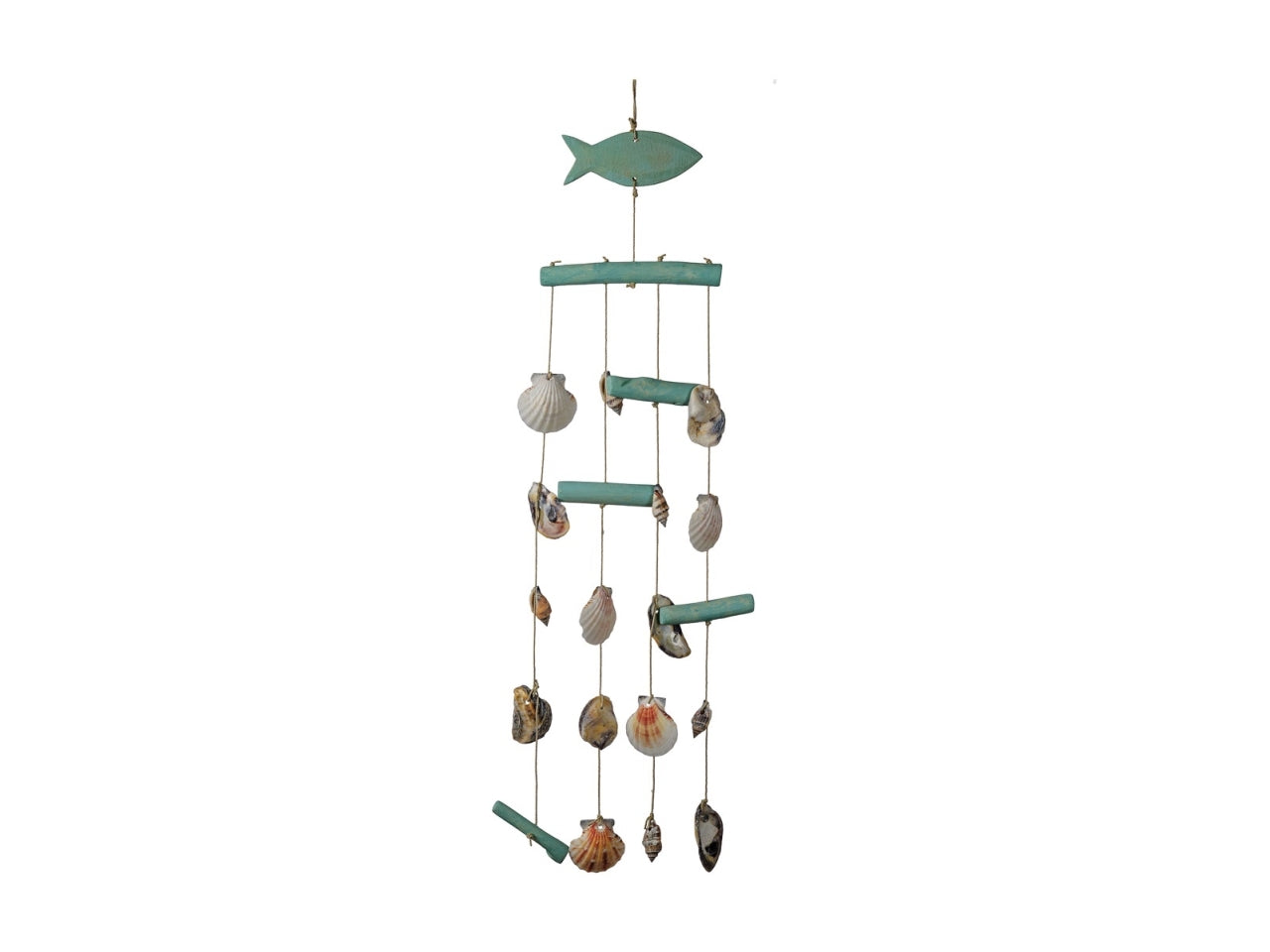Scacciapensieri con conchiglie, decorazione marinaro in legno e plastica - 16x45cm - Star