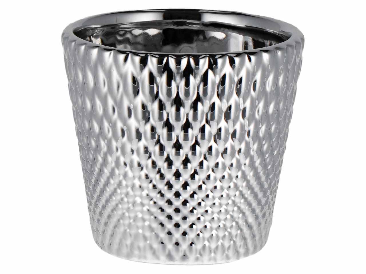 Vaso ceramica natalizio d.10xh9 nei colori oro argento e rosa