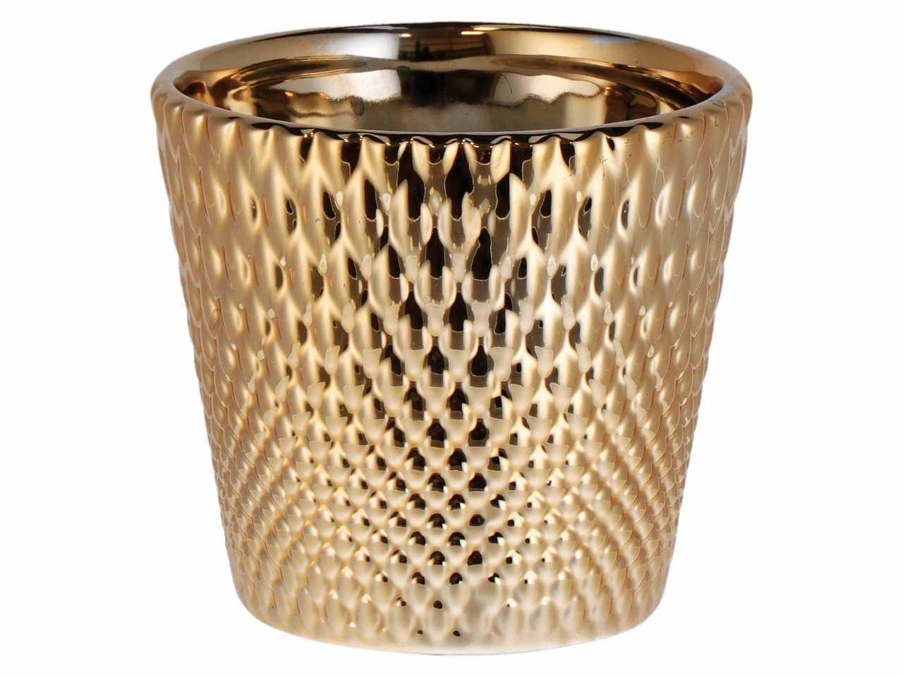 Vaso ceramica natalizio d.10xh9 nei colori oro argento e rosa