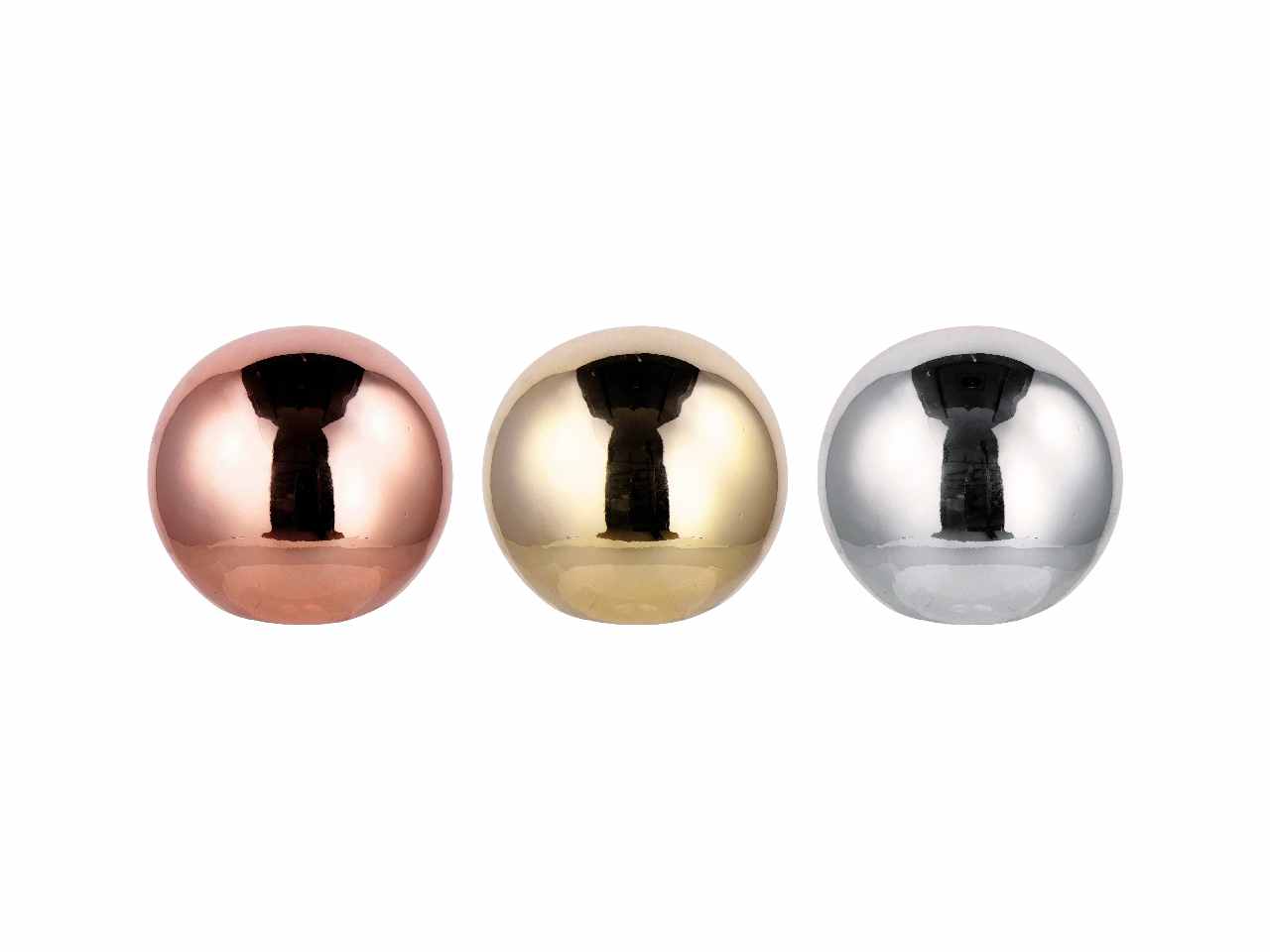 Sfera in ceramica natalizia d.10,5cm nei colori oro argento e rosa
