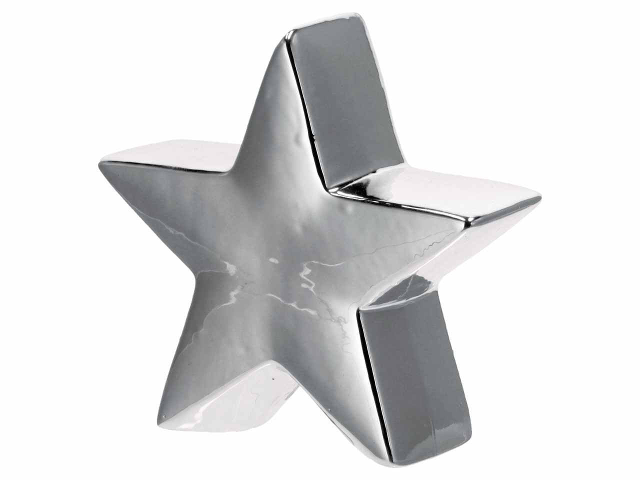 Stella in ceramica natalizia 11x5xh14cm nei colori oro argento e rosa