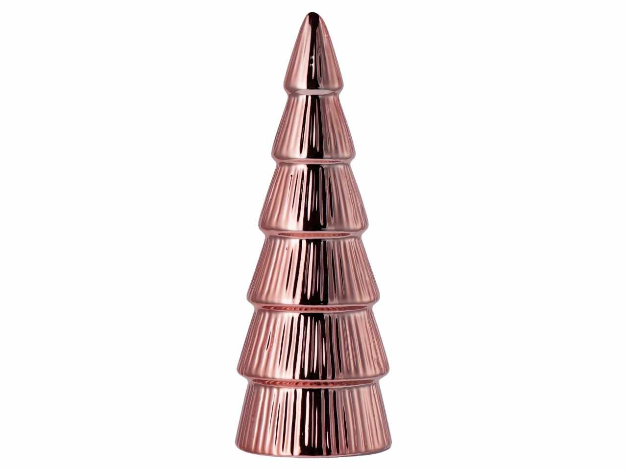 Albero di natale in ceramica d.7,5cm h21cm nei colori oro argento e rosa