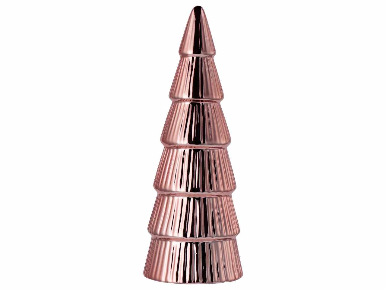 Albero di natale in ceramica d.10cm h27cm nei colori oro argento e rosa