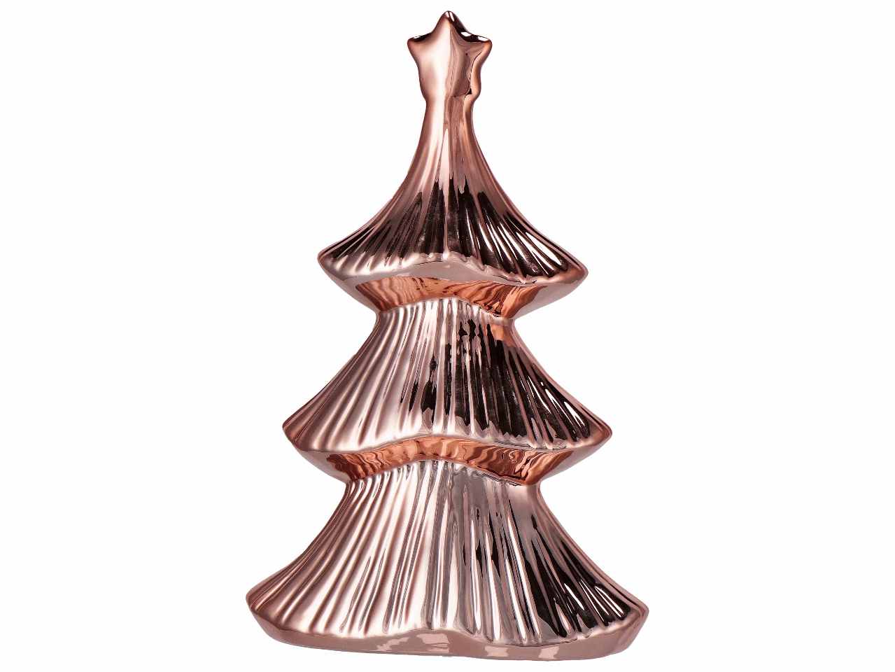 Albero di natale in ceramica 17x9xh26cm nei colori oro argento e rosa
