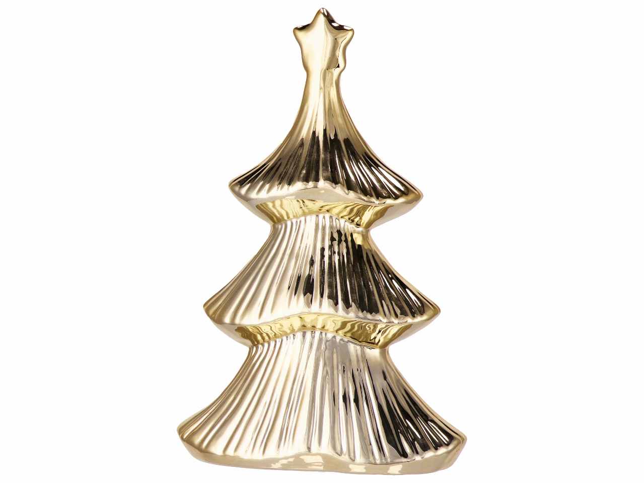 Albero di natale in ceramica 17x9xh26cm nei colori oro argento e rosa
