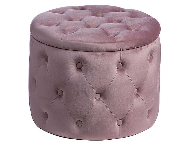 Pouf velluto oulad con contenitore rosa d50xh40 67938