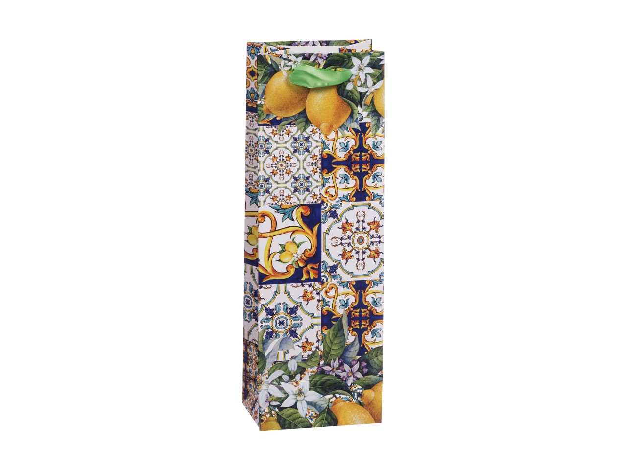 Borsa in carta porta bottiglie 12x9xh36cm in 4 decori assortiti