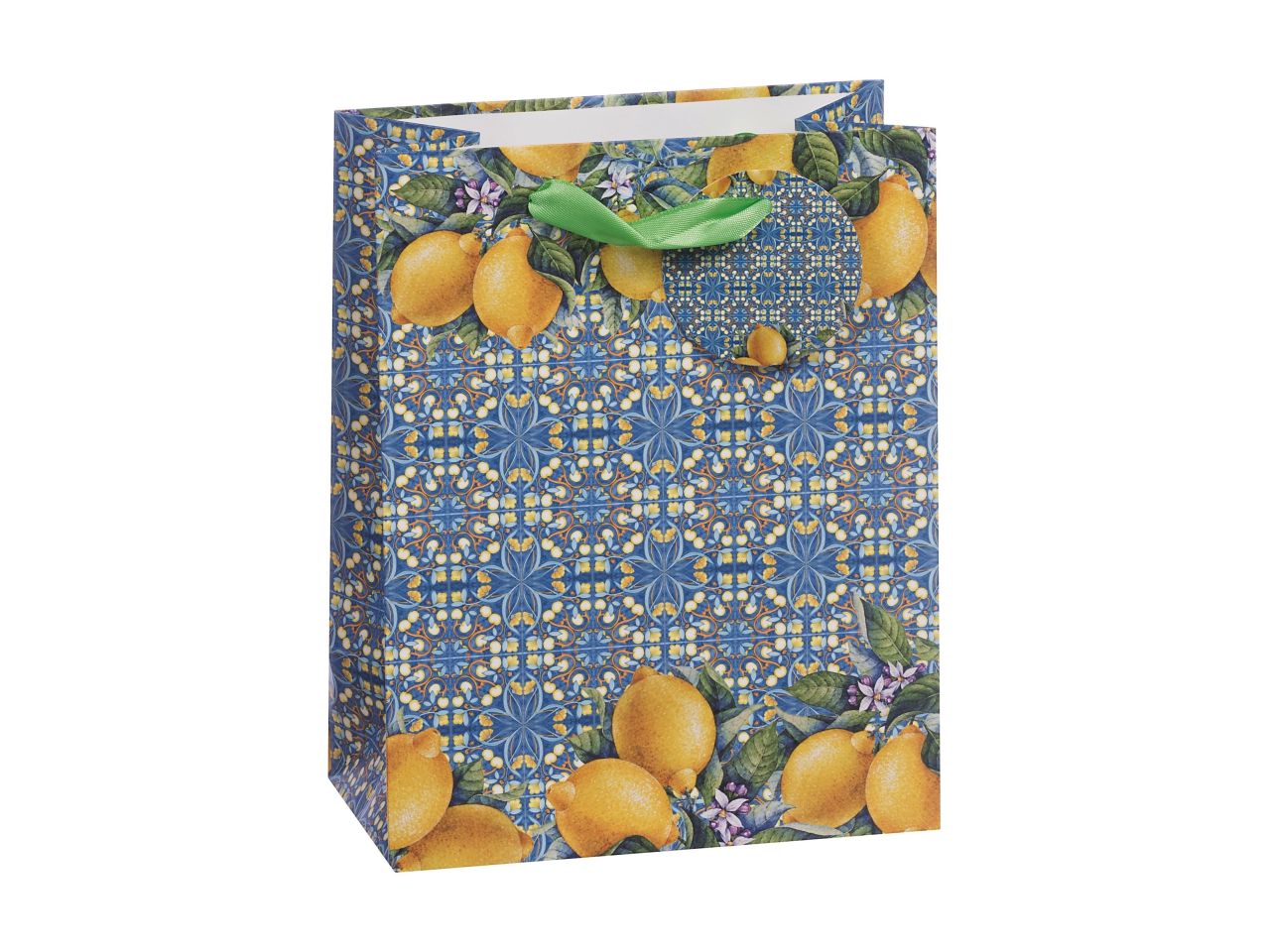 Borsa in carta 18x10xh23cm in 4 decorazioni maiolica siciliana assortiti