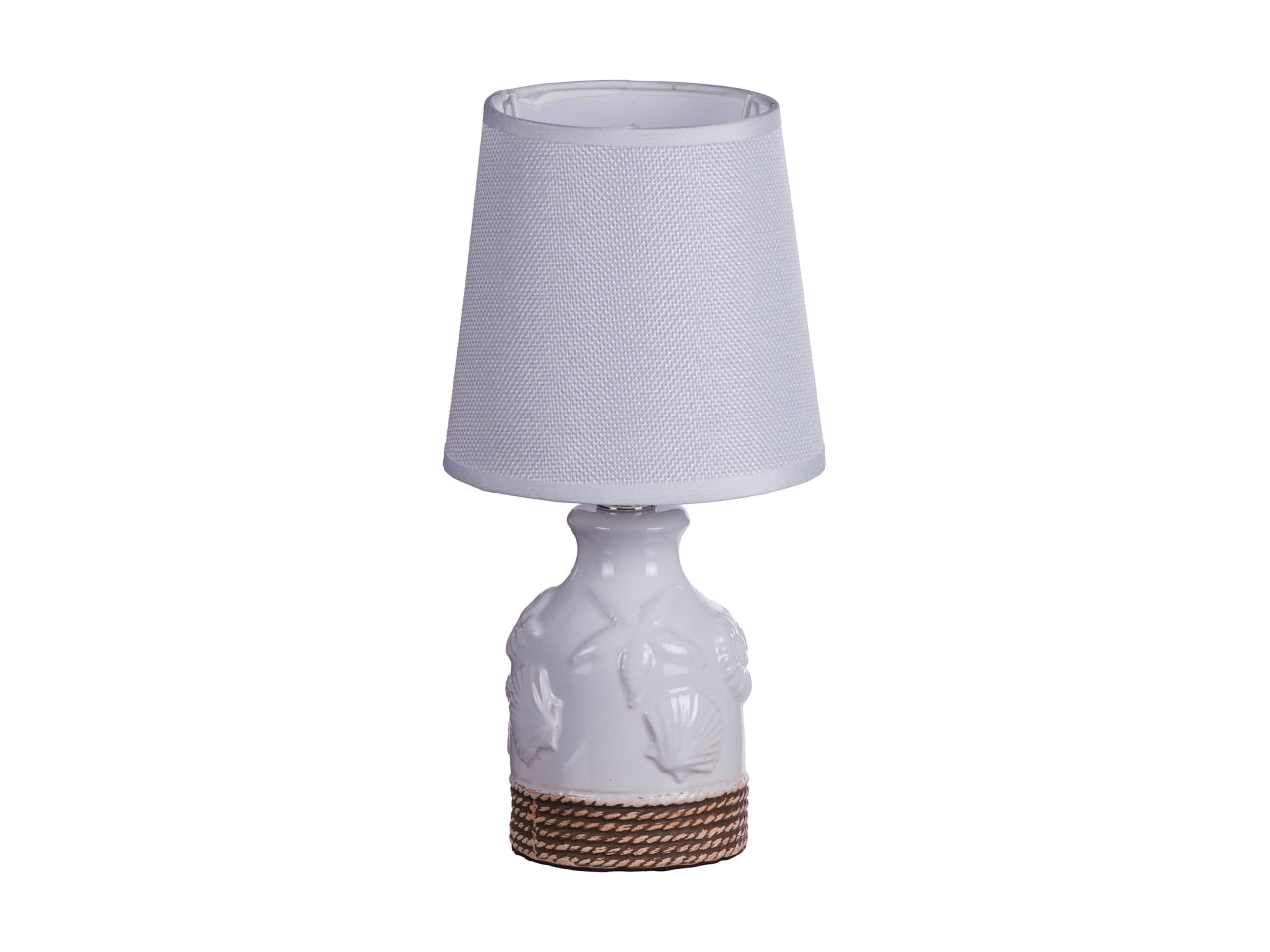 Lampada da scrivania, stile marinaro, fantasia mare, base in ceramica e paralume in poliestere - d.13xh.28 cm - colori assortiti - star