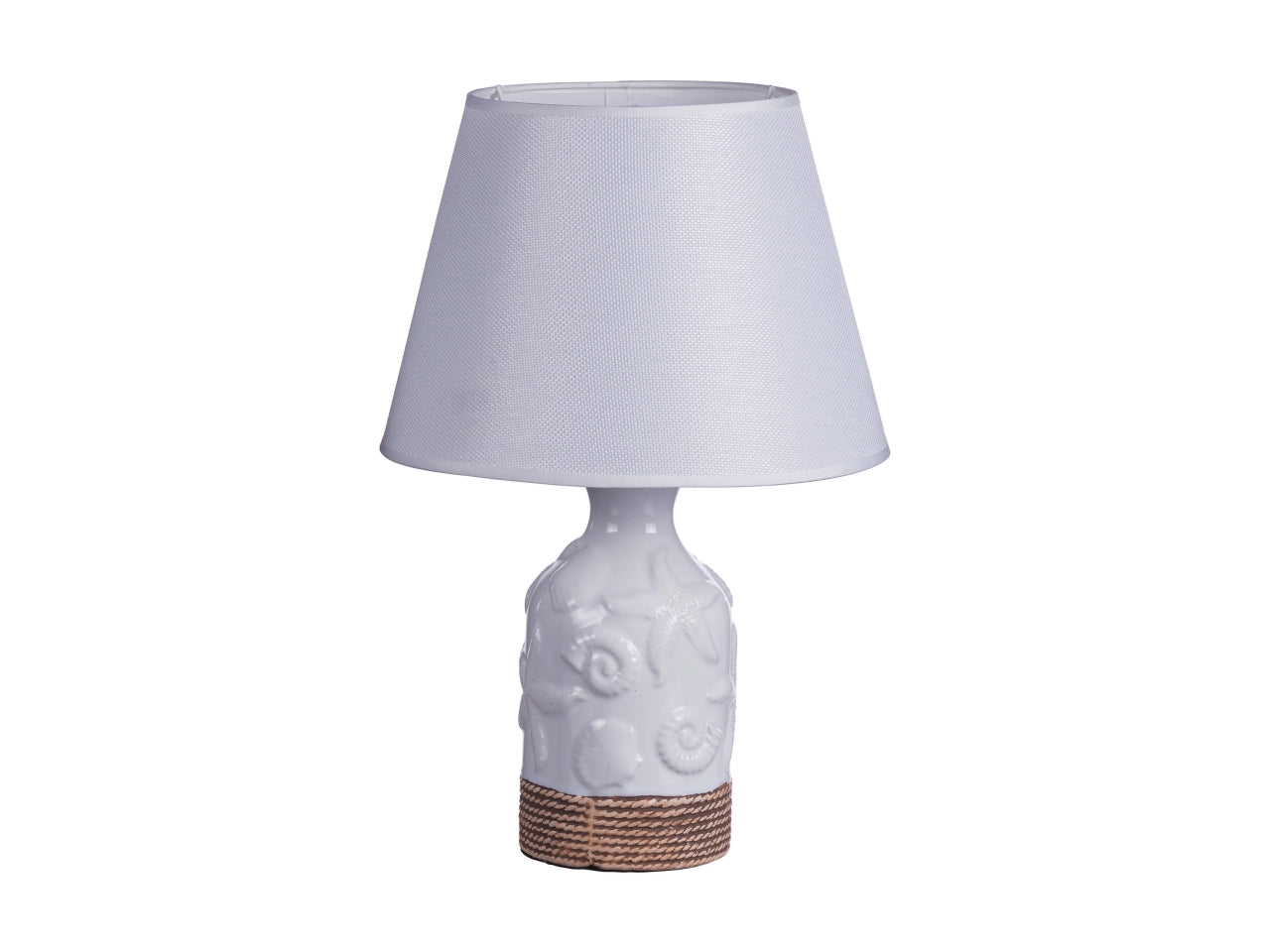 Lampada da scrivania, stile marinaro, fantasia mare, base in ceramica e paralume in poliestere - d.25xh.38 cm - colori assortiti - star