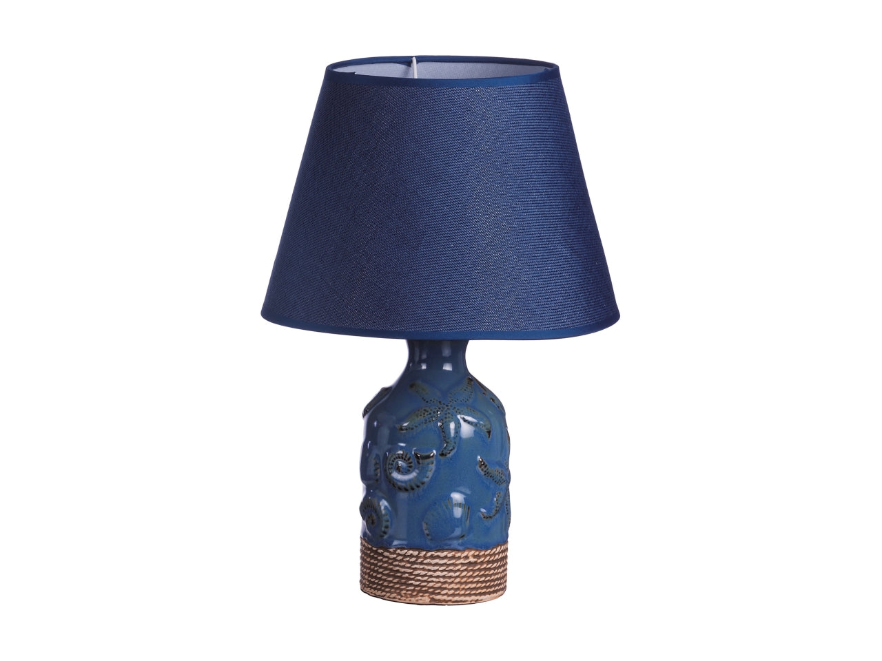 Lampada da scrivania, stile marinaro, fantasia mare, base in ceramica e paralume in poliestere - d.25xh.38 cm - colori assortiti - star