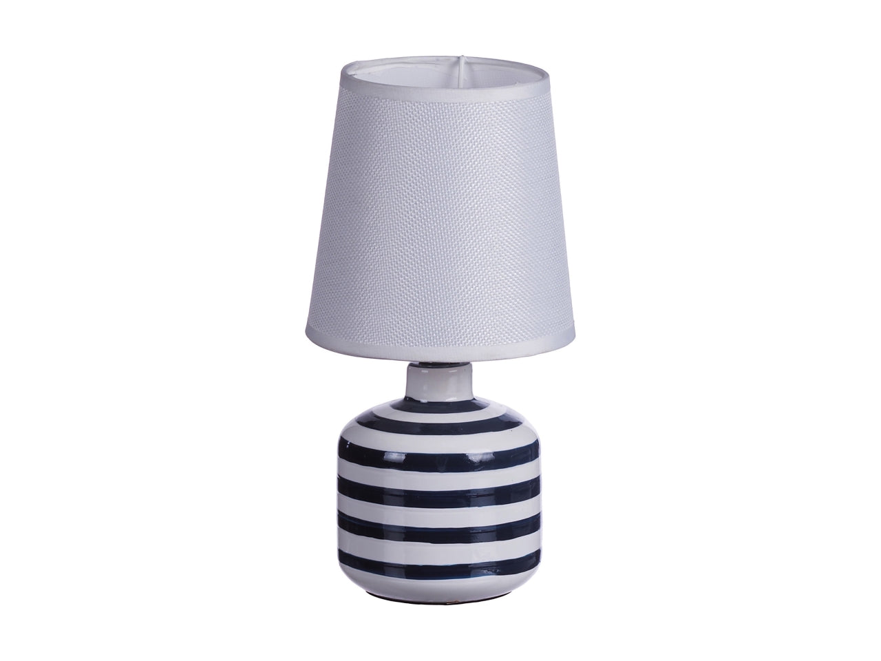 Abat jour da comodino stile marinaro, base in ceramica a righe con paralume, illuminazione semi diretta - 13xh.26,5cm - Star