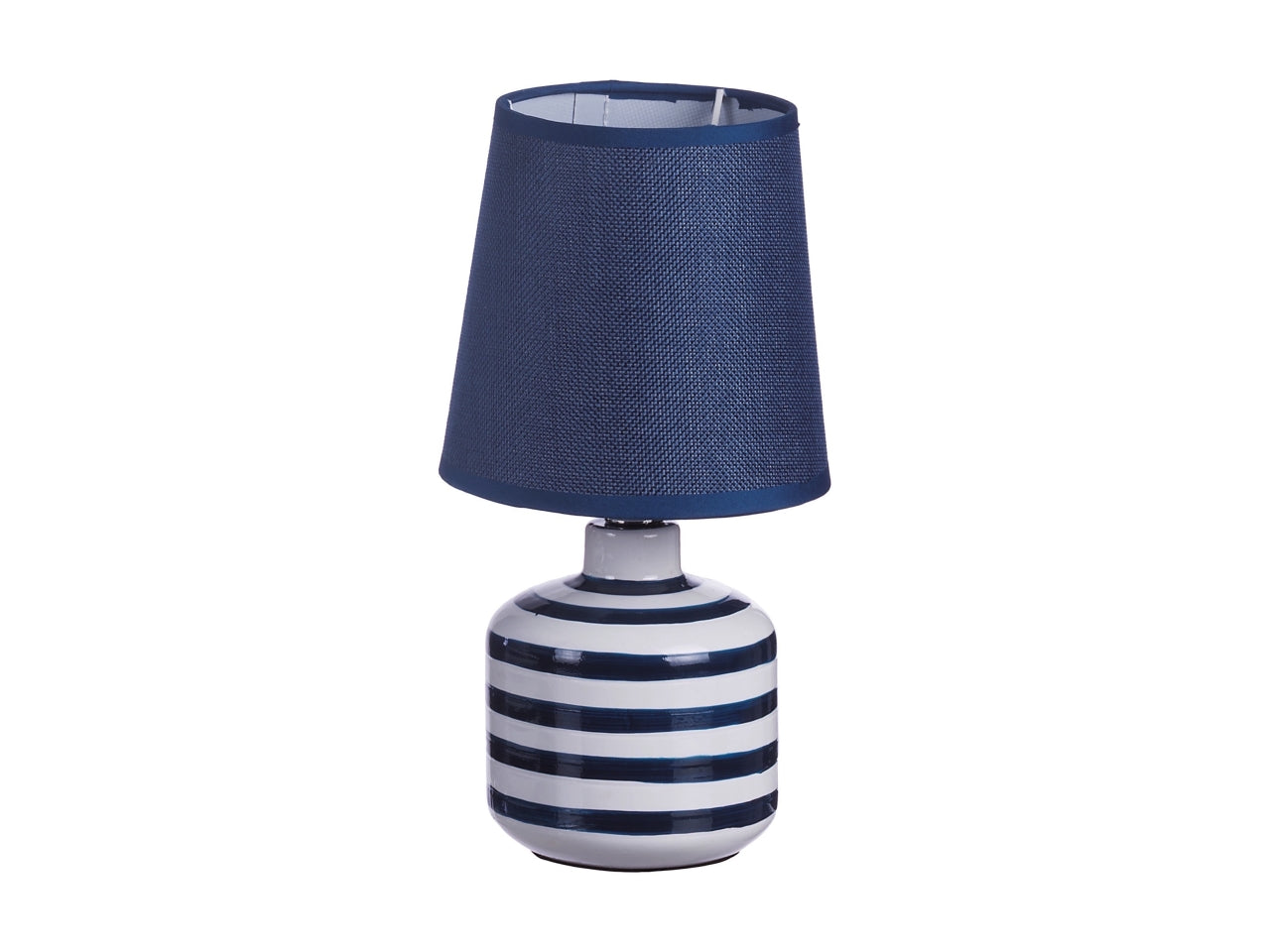 Abat jour da comodino stile marinaro, base in ceramica a righe con paralume, illuminazione semi diretta - 13xh.26,5cm - Star